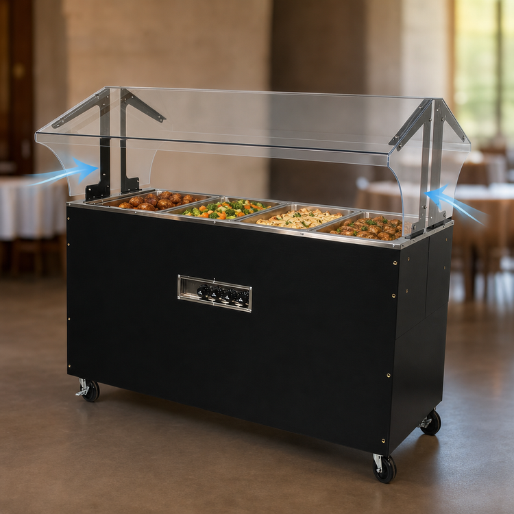 Product image #3 for Portable Electric 4-Well Hot Food Buffet Table with Double-Sided Sneeze Guard and Enclosed Base