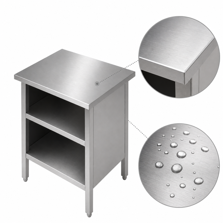 Product image #3 for John Boos Open Front Enclosed Base Stainless Steel Work Table, 48 x 24 Inches