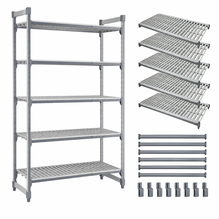 Product image #3 for Cambro Camshelving Basics Plus 21 x 48 Inch 5-Shelf Vented Polymer Shelf Kit