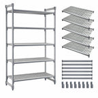Thumbnail image #3 for Cambro Camshelving® Basics Plus CBSK2148V5580 5-Shelf Vented Polymer Shelving Kit, 21 x 48 Inches, Brushed Graphite