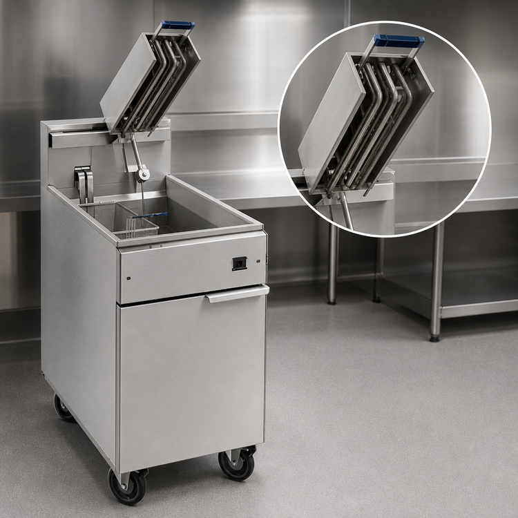 Product image #3 for Imperial IFS-75-EU 75 lb. Electric Floor Fryer, 18 kW, Tilt-Up Elements