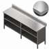 Thumbnail image #3 for 16-Gauge 300-Series Stainless Steel Enclosed Base Work Table with Open Front, 5-Inch Backsplash, and Stallion Safety Edge, 132 x 30 Inches