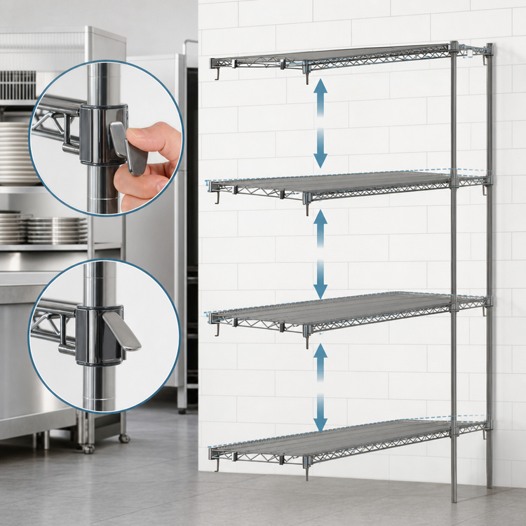 Product image #3 for Metro Super Erecta Super Adjustable Chrome-Plated Wire Add-On Shelving Unit, 48W x 18D x 63H, 4 Shelves