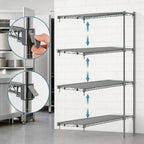 Thumbnail image #3 for Metro Super Erecta AA356C Super Adjustable Chrome-Plated Wire Add-On Shelving Unit, 48W x 18D x 63H, 4 Shelves