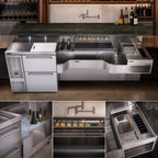 Thumbnail image #3 for Perlick Corporation Tobin Ellis Signature PTE68-A-WF 68-Inch Stainless Steel Pre-Configured Bartender Station with Utility Sink & Wall-Mount Faucet