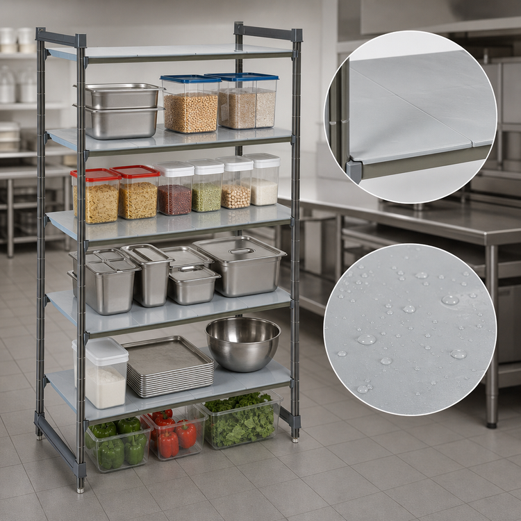 Product image #3 for Cambro Camshelving Basics Plus 5-Tier Solid Stationary Starter Polymer Shelving Unit, 21 x 60 x 84 Inches