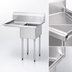 Thumbnail image #3 for Turbo Air 1-Compartment Stainless Steel Sink with 24-Inch Left-Hand Drainboard and 24 x 24 x 14 Inch Bowl