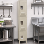 Thumbnail image #3 for Omcan USA 13128 3-Tier Single-Column Floor Locker, 12"W x 18"D x 78"H, Painted Steel