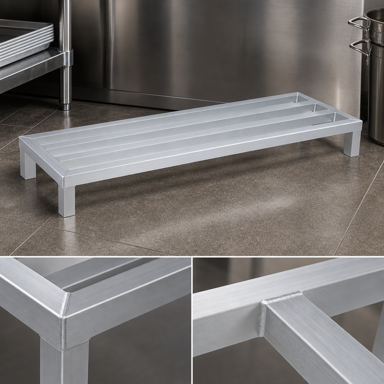 Product image #3 for John Boos Aluminum Square Bar 1-Tier Dunnage Rack, 60 x 20 x 12 Inch
