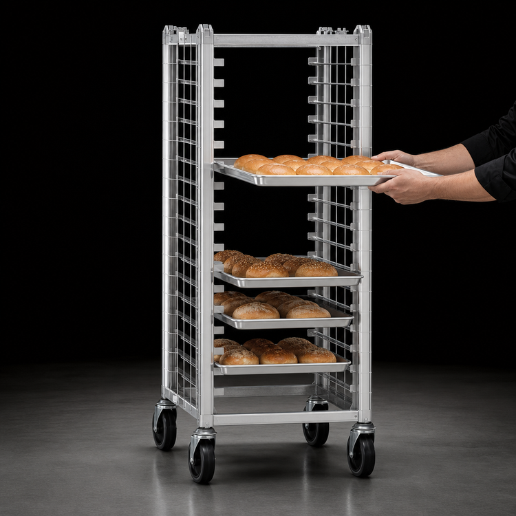 Product image #3 for Metro RS3 Mobile Full-Height Side-Load Wire Bun Pan Rack, 20-Pan Capacity, 18 x 26 Inch