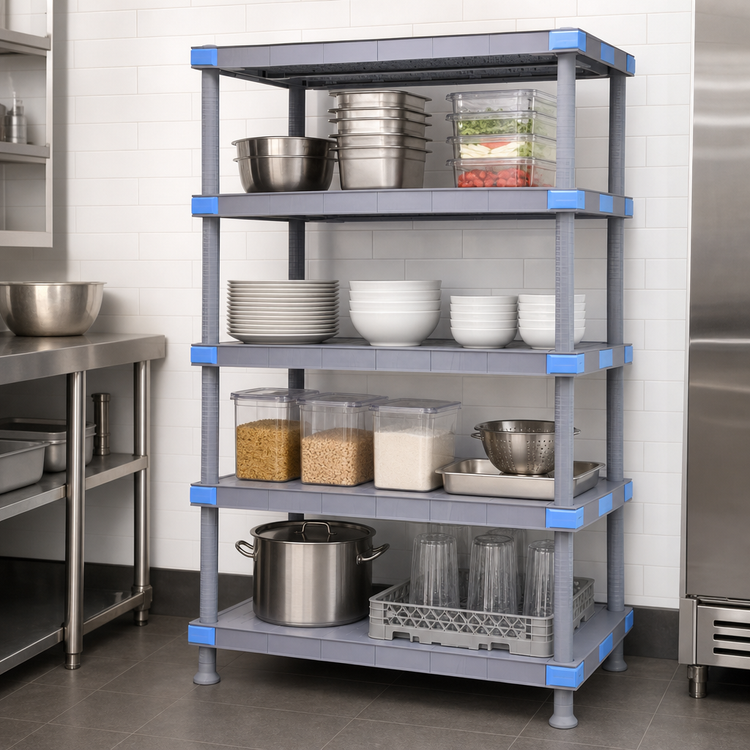 Product image #3 for Quantum Millenia 36" W x 24" D x 74" H Polymer Stationary Starter Shelving Unit with 4 Solid Shelves