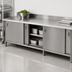 Thumbnail image #3 for John Boos Enclosed Stainless Steel Work Table with Sliding Doors and Undershelf, 144 x 24 Inch