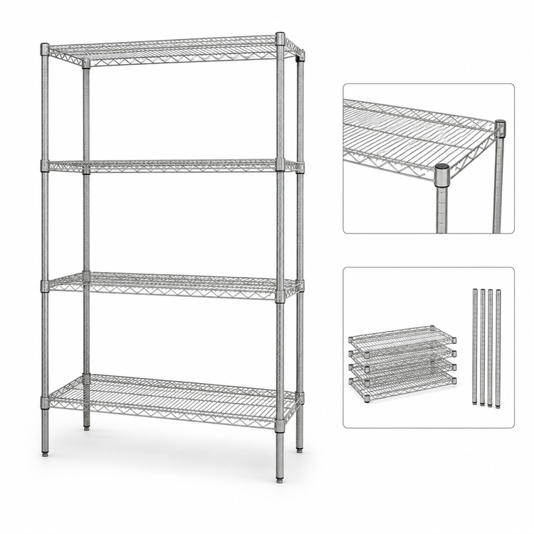Product image #3 for Quantum 36"W x 21"D x 74"H 4-Shelf Wire Shelving Starter Kit, 304 Stainless Steel