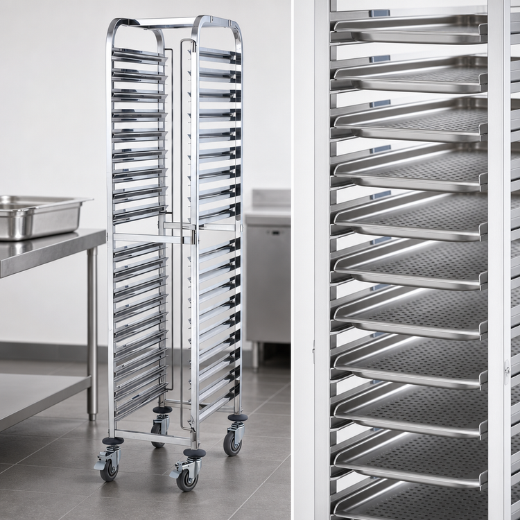 Product image #3 for Winco SRK-36 Mobile End-Load 36-Tier Stainless Steel Steam Table/Food Pan Rack