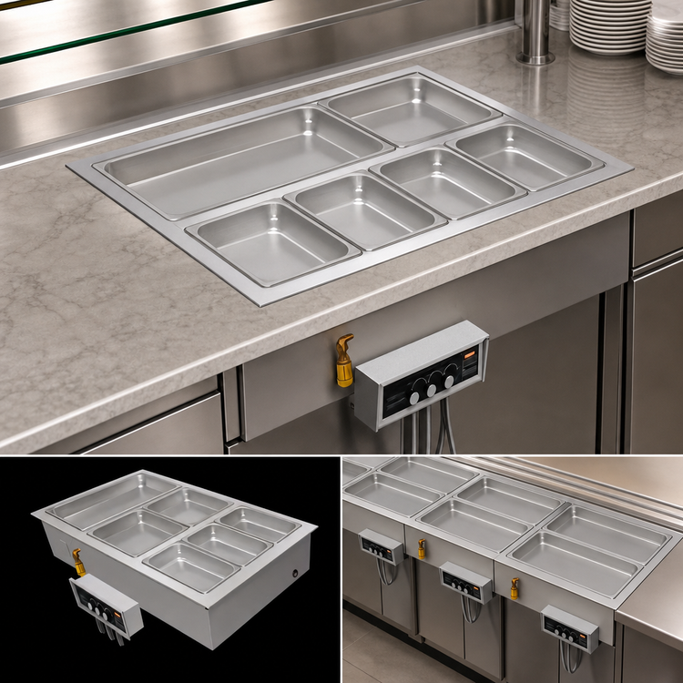 Product image #3 for Hatco HWBI-3D Drop-In Modular/Ganged Heated Well with Drains, 3 Full-Size Pan Capacity