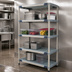 Thumbnail image #3 for MetroMax i 5-Tier Open Grid Polymer Starter Shelving Unit, 42W x 24D x 74H, Blue