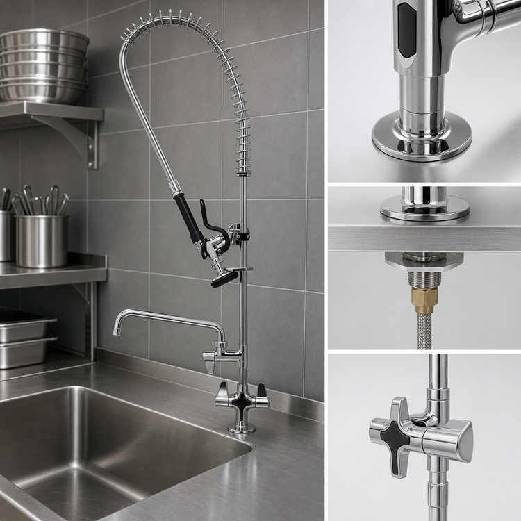 Product image #3 for Equip Single-Hole Deck Mount Pre-Rinse Unit with 12 1/8-Inch Swing Nozzle and Add-On Faucet