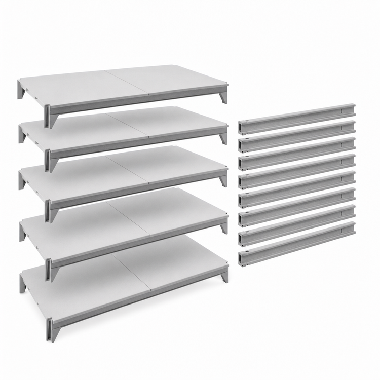 Product image #4 for Cambro Camshelving Premium Solid 5-Shelf Shelf Kit, 24 in. x 42 in., Speckled Gray