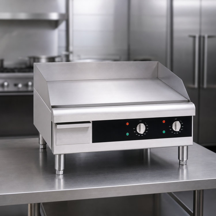 Product image #3 for Omcan 24-Inch Countertop Stainless Steel Electric Griddle with Smooth Steel Plate, 3560W, 220V