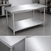 Thumbnail image #3 for John Boos Stallion 84-Inch x 30-Inch 14-Gauge Stainless Steel Flat Top Work Table with Adjustable Undershelf