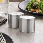 Thumbnail image #3 for American Metalcraft SPDX11 Oval Stainless Steel Salt & Pepper Shaker Set, 4 oz. Case of 96