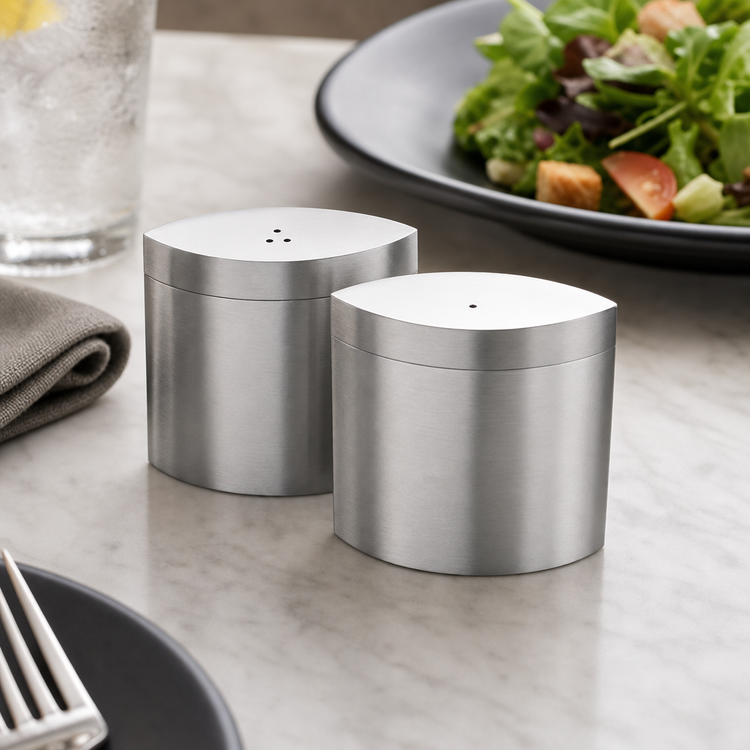 Product image #3 for Oval Stainless Steel Salt & Pepper Shaker Set, 4 oz.