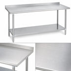 Thumbnail image #3 for Duke Manufacturing 314-30144-2R 144 x 30-Inch Stainless Steel Work Table, 14-Gauge 300 Series Top, 1-1/8-Inch Riser, Galvanized Undershelf