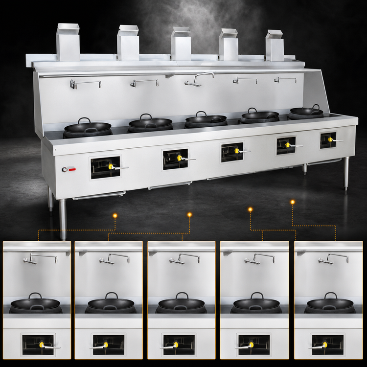Product image #3 for MasterRange Five-Chamber Gas Wok Range with Flue and Swing Faucets