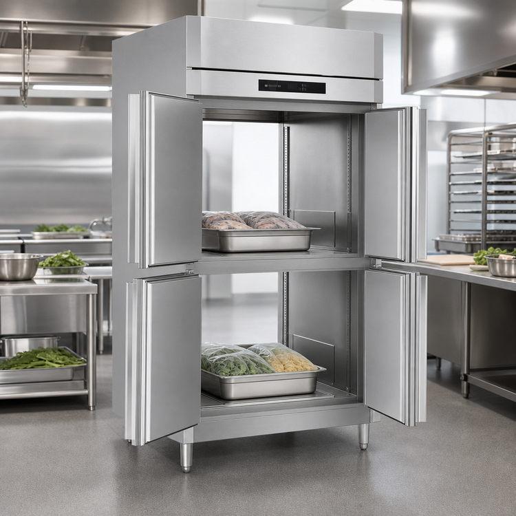 Product image #3 for Victory UltraSpec Pass-Thru Two-Section Solid Half-Door Freezer, Self-Contained, 48 Cu. Ft.