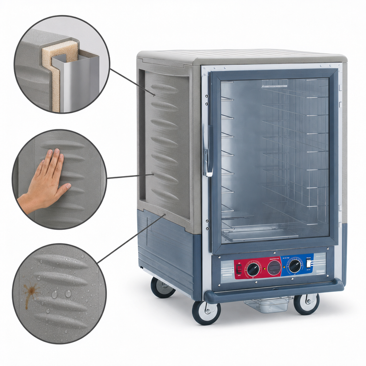 Product image #3 for Metro C5 3 Series Half-Height Low-Watt Heated Holding and Proofing Cabinet with Clear Polycarbonate Door, Gray