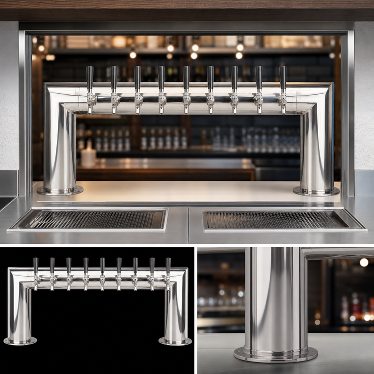 Product image #3 for Micro Matic Pass-Thru Countertop 10-Faucet Air-Cooled Draft Beer Tower with Polished Stainless Steel Finish