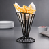 Thumbnail image #3 for American Metalcraft 4-1/2 Inch Black Wrought Iron Conical Slanted French Fry Basket