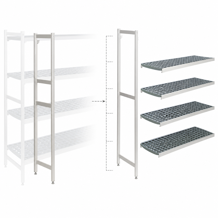 Product image #3 for Fermostock 4-Tier Polymer Shelving Expansion Kit, 59W x 18D x 83H, Gray