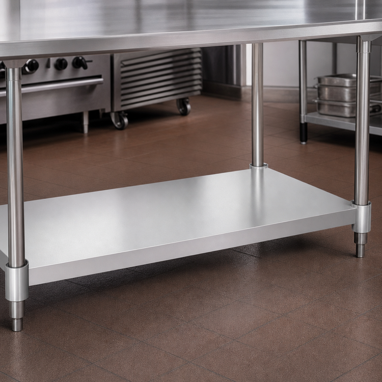Product image #3 for BK Resources Additional Stainless Steel Undershelf for 96-Inch x 18-Inch Work Table