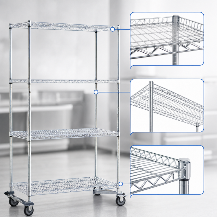 Product image #3 for EAGLEbrite 4-Tier Wire Dolly Truck with Swivel/Brake Casters, 36 x 24 Inches, Zinc Finish