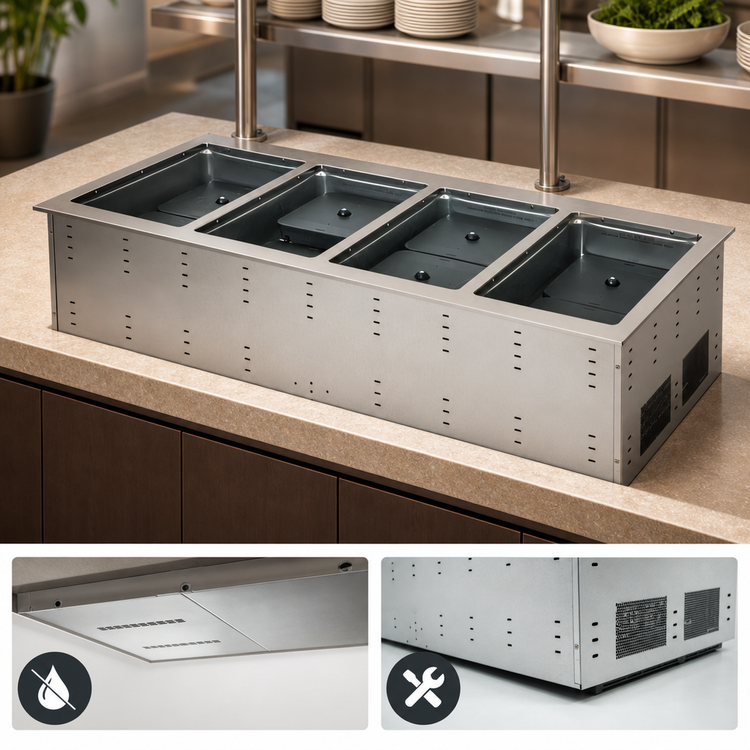 Product image #3 for Vollrath Four-Well Induction Dry Hot Food Well Drop-In, 54-3/4 in. W, 208-240V