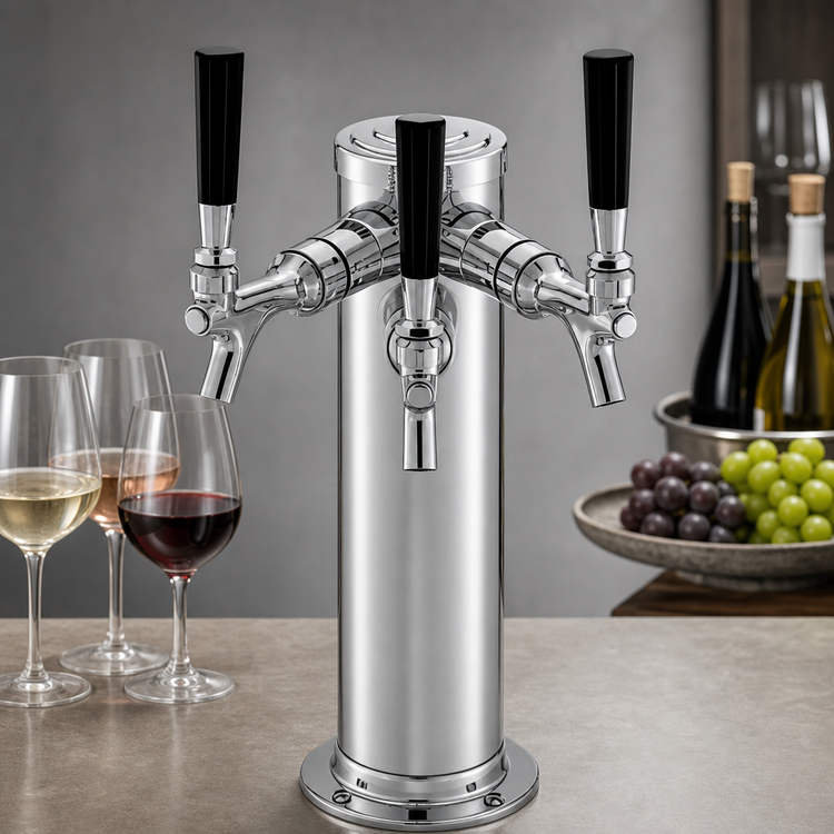 Product image #3 for Perlick Draft Arm Style Countertop Wine Dispensing Kit with 3 Faucets, Chrome