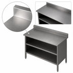 Thumbnail image #3 for John Boos EBOS6R5-3072 72 x 30-Inch Stainless Steel Open-Front Cabinet Base Work Table, 16-Gauge 300-Series Top, 5-Inch Backsplash