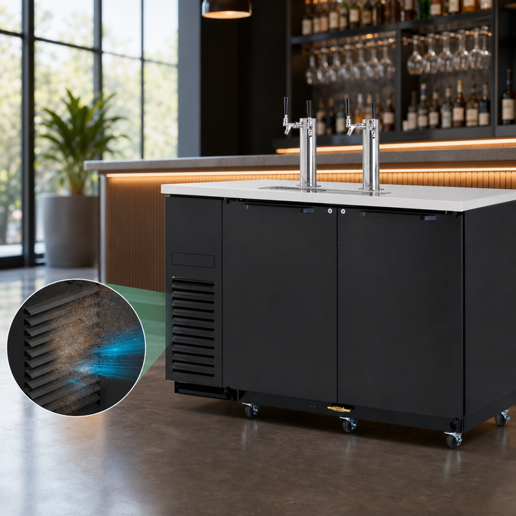 Product image #3 for Turbo Air Super Deluxe Two-Door Beer Dispenser, 2 Half-Barrel Keg Capacity, Black Laminated Exterior