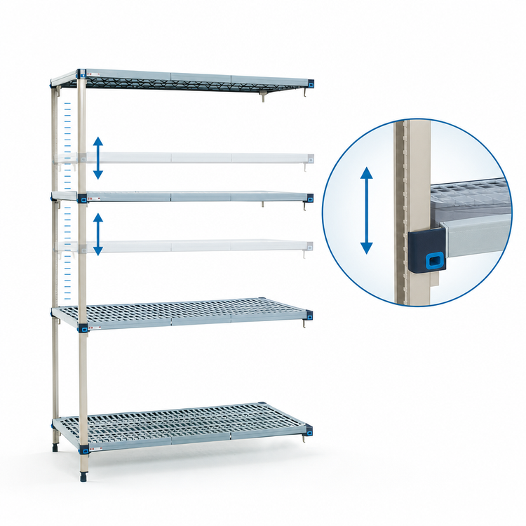 Product image #3 for MetroMax Q 60"W x 21"D x 63"H 4-Shelf Add-On Polymer Shelving Unit