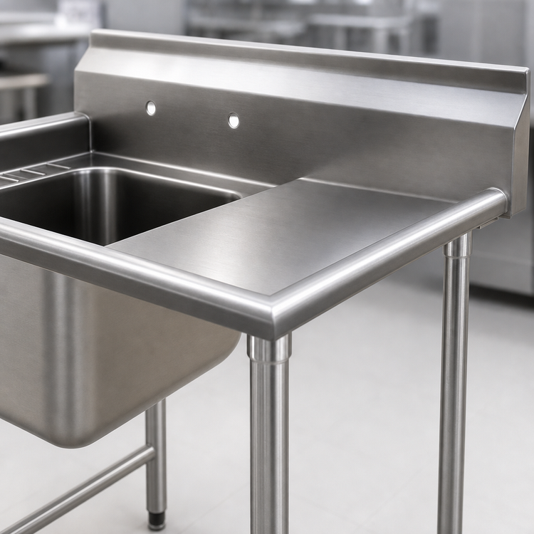 Product image #3 for Eagle Group 1-Compartment Stainless Steel Sink with 18" Right Drainboard, 38-7/8" W x 27-1/2" D
