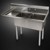 Thumbnail image #3 for John Boos E-Series 2-Compartment Floor Model Stainless Steel Sink with Left Drainboard and Backsplash