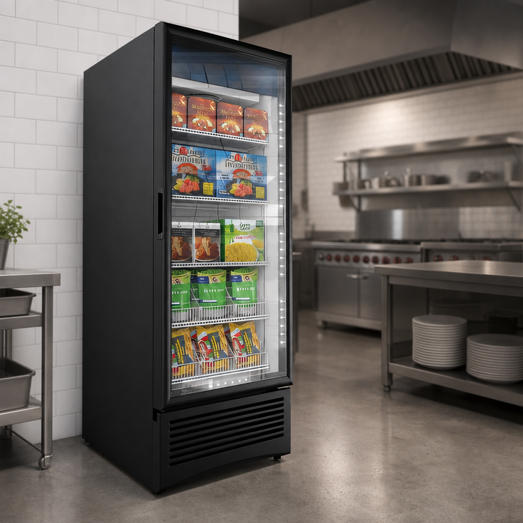 Product image #3 for Omcan Elite Series 1-Section Glass Door Reach-In Display Freezer, 23.7 Cu. Ft.