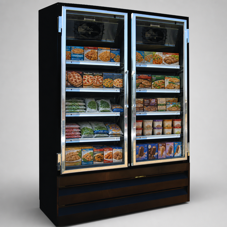 Product image #3 for Howard-McCray Two-Section Black Glass Door Reach-In Freezer Merchandiser, 42 Cu. Ft., Bottom Mount