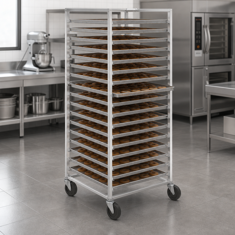 Product image #3 for Mobile Aluminum Donut Screen Rack for 23 x 33 Inch Screens, 18-Screen Capacity