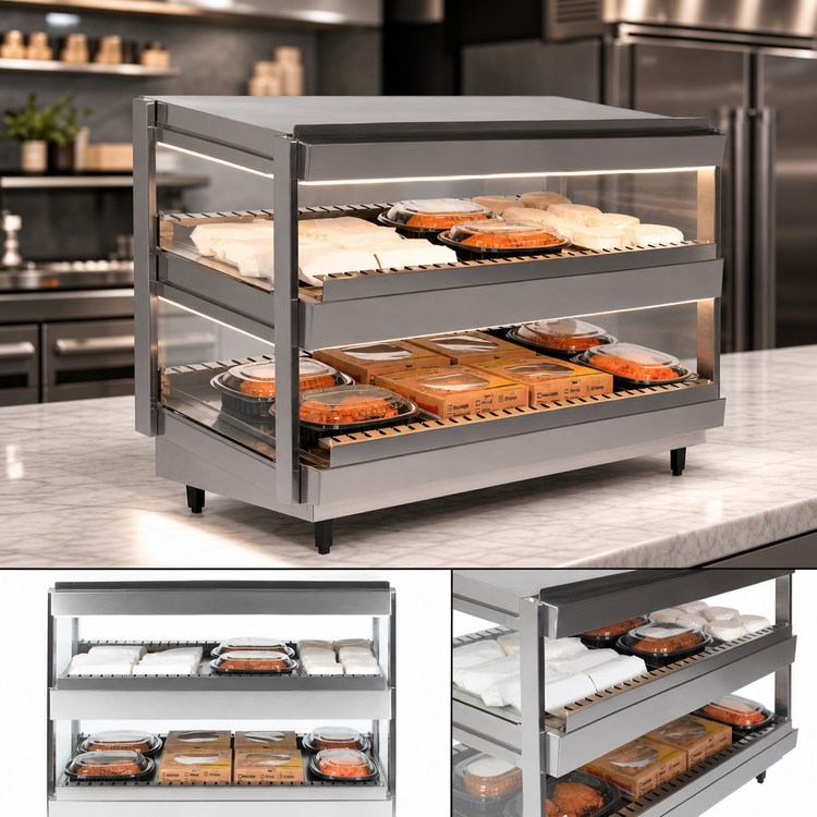 Product image #3 for Nemco 24-Inch Countertop Dual-Shelf Hot Food Merchandiser
