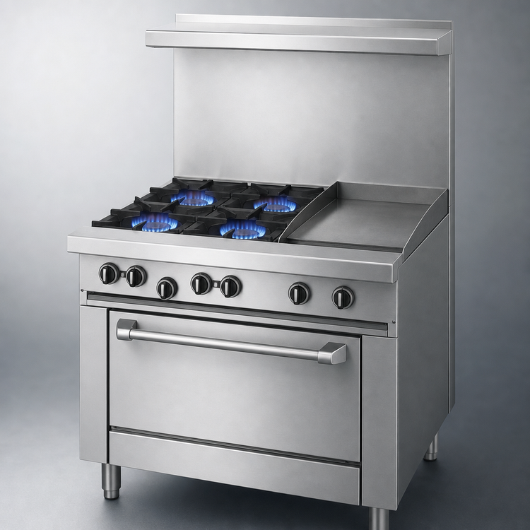 Product image #3 for Garland US Range U36-4G12S 36-Inch Gas Restaurant Range with 4 Open Burners, 12-Inch Griddle, and Storage Base