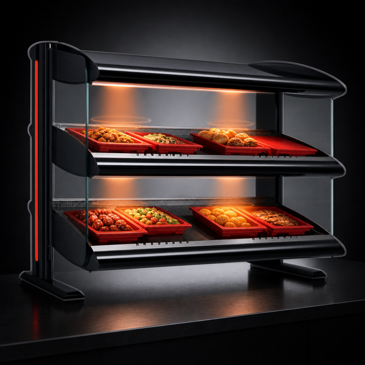 Product image #3 for Hatco Spot On Slant Dual-Shelf Heated Zone Merchandiser Warmer, 40-Inch Countertop Hot Food Display