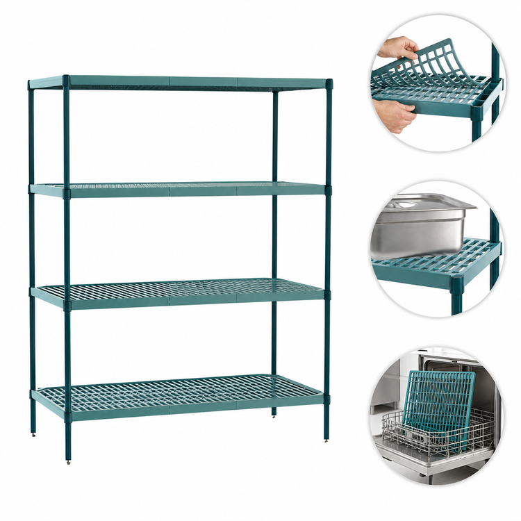 Product image #3 for Metro Super Erecta Pro Stationary Polymer Shelving Starter Unit with Removable Mats, 18 x 72 x 74 Inches, 4 Shelves