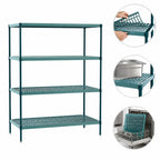 Thumbnail image #3 for Metro Super Erecta Pro PR-187274K3-S-4 Green Louvered Polymer Shelving Starter Unit, 18W x 72D x 74H, 4 Shelves